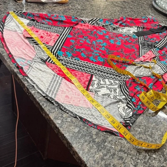 Laundry By Shelli Segal Boho Red and Black Patterned High Low Skirt NWT L - Picture 10 of 11